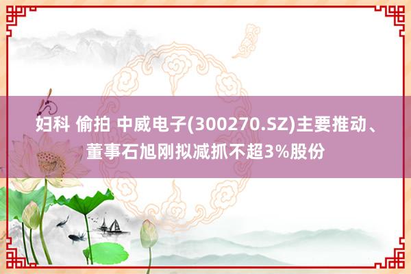   妇科 偷拍 中威电子(300270.SZ)主要推动、董事石旭刚拟减抓不超3%股份