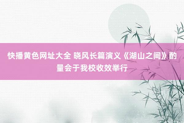   快播黄色网址大全 晓风长篇演义《湖山之间》酌量会于我校收效举行