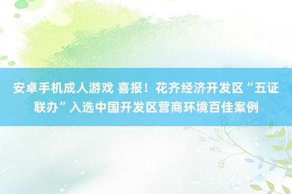   安卓手机成人游戏 喜报！花齐经济开发区“五证联办”入选中国开发区营商环境百佳案例