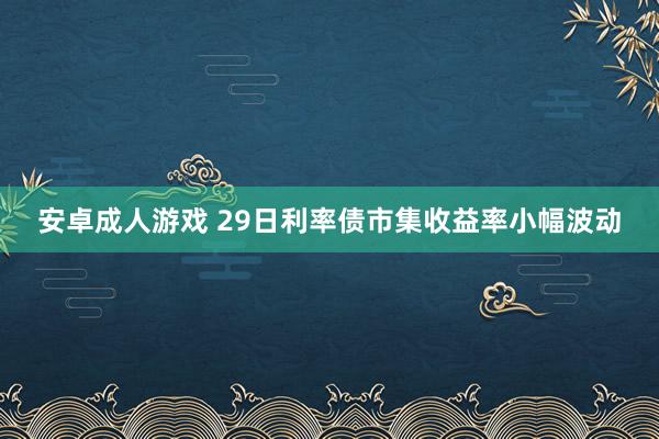 安卓成人游戏 29日利率债市集收益率小幅波动