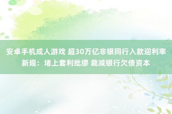 安卓手机成人游戏 超30万亿非银同行入款迎利率新规：堵上套利纰缪 裁减银行欠债资本